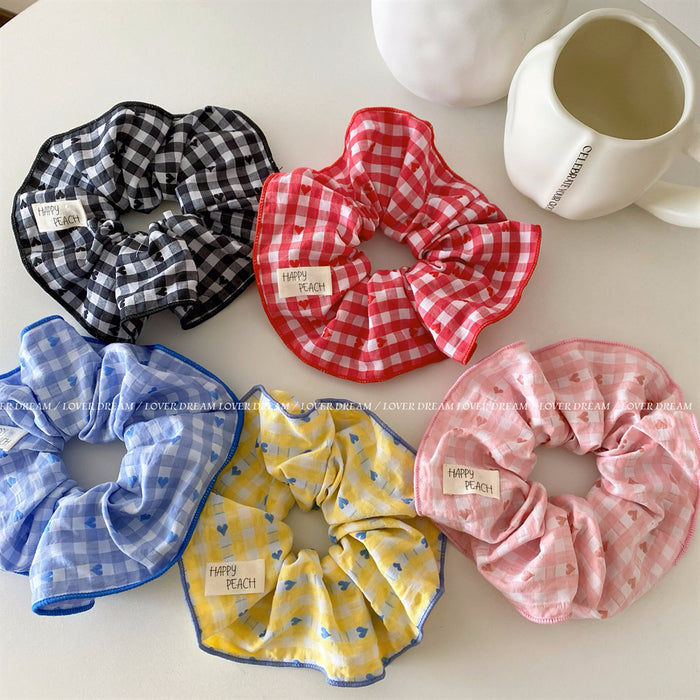 Wholesale Alphabet cloth logo, heart-shaped checkered headband, cute headwear, headband, versatile hair accessory