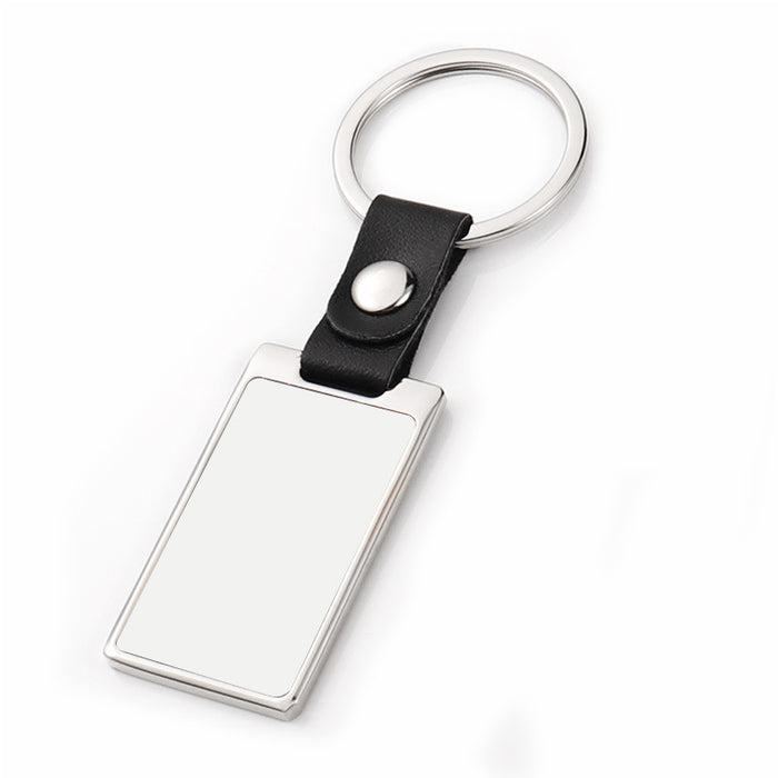 Wholesale Blank aluminum heat transfer photo keychain pendant leather color printing