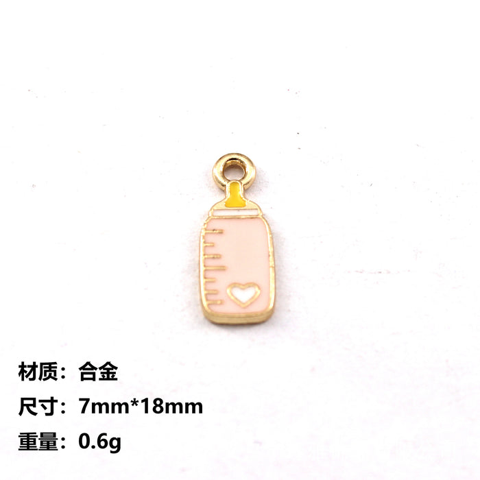 Wholesale 10pcs baby clothes baby bottle feet basketball alloy oil earrings pendant key chain pendant jewelry accessories