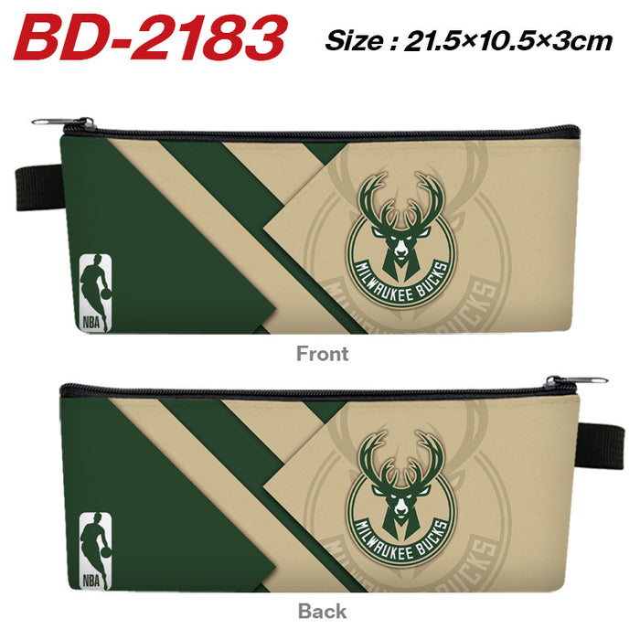 Wholesale Stylish PU Leather Zipper Pencil Pouch Cartoon Sports Team Stationery Organizer For Students Gift