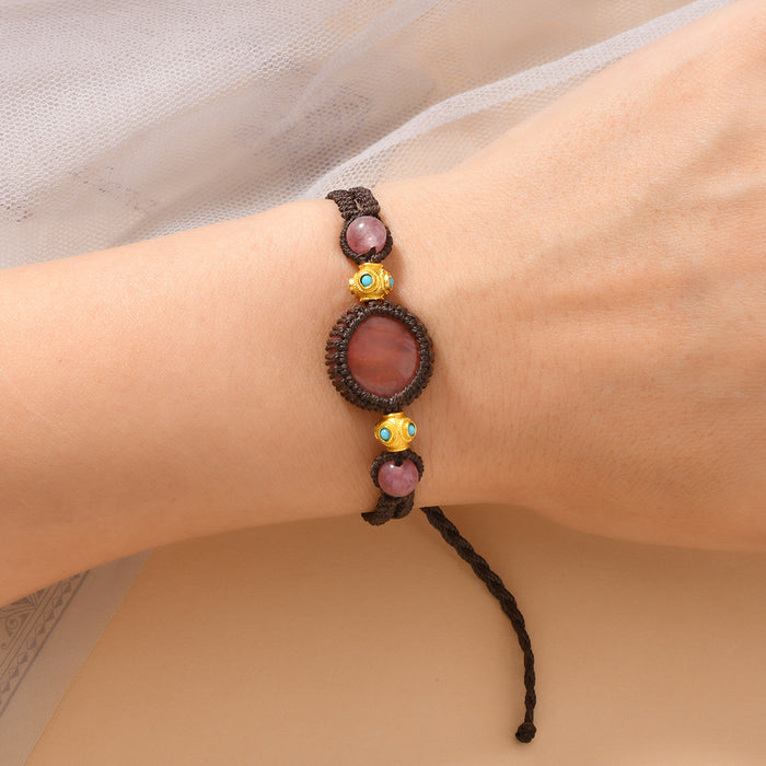 Wholesale Retro Handwoven Natural Stone Adjustable Bracelet Unisex For Boutique Resale