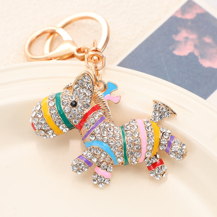 Wholesale Colorful Zebra Diamond Keychain Small Gift Personalized