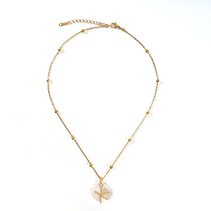 Wholesale Beach style stainless steel shell starfish necklace, ocean vacation series necklace
