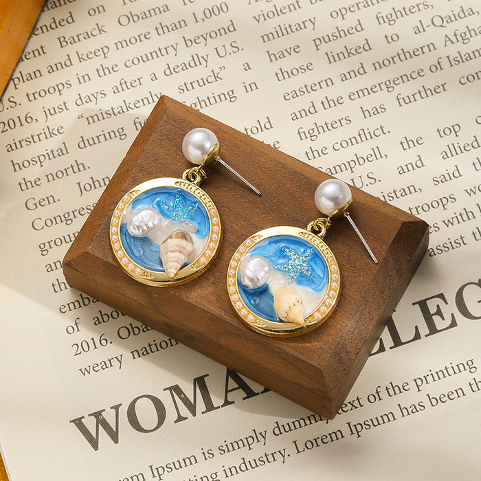 Wholesale Colored oil dripping flower earrings with a light luxury and high-end feel, fresh and fashionable temperament earrings