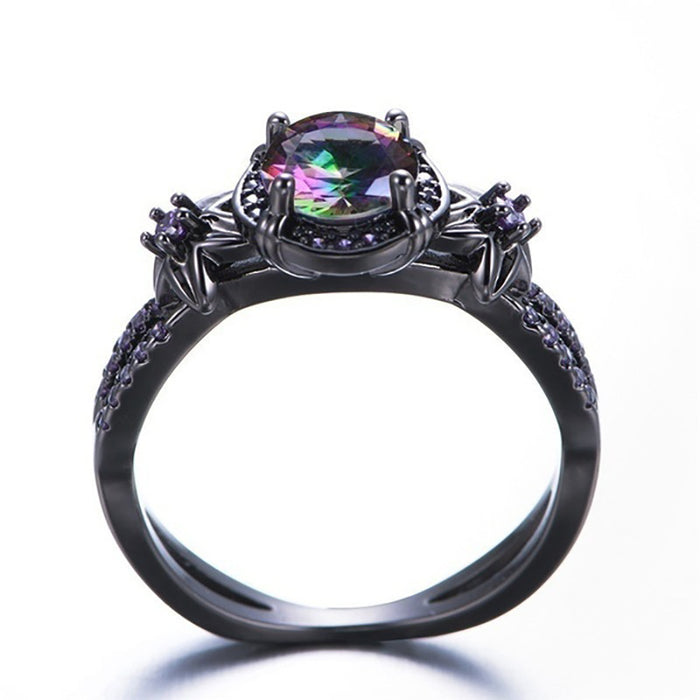 Wholesale Rings Black gold skull purple zircon ring  JDC-RS-HuaJ001