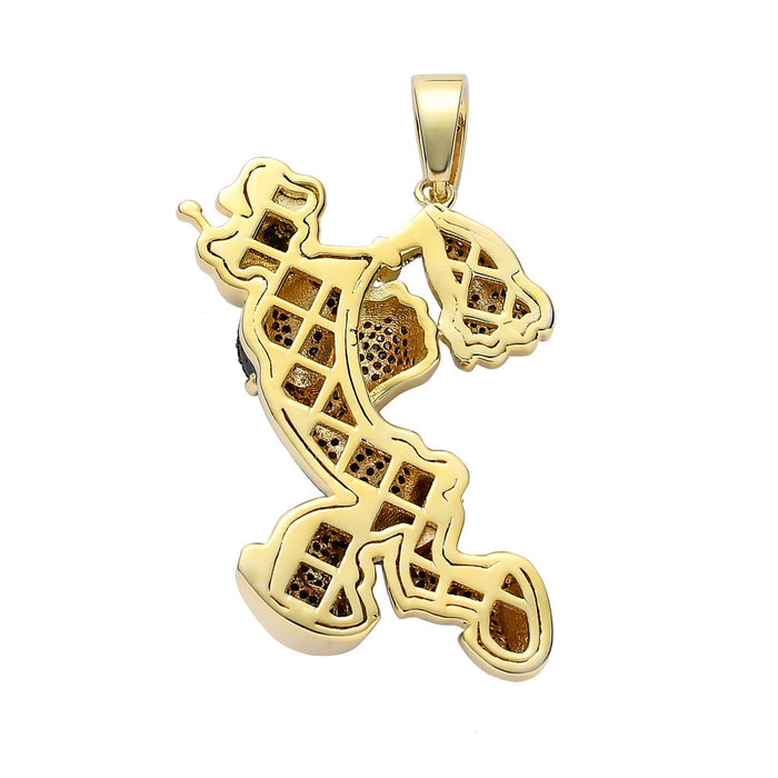 Wholesale Cartoon character pendant micro-painted zircon real gold plated necklace for men