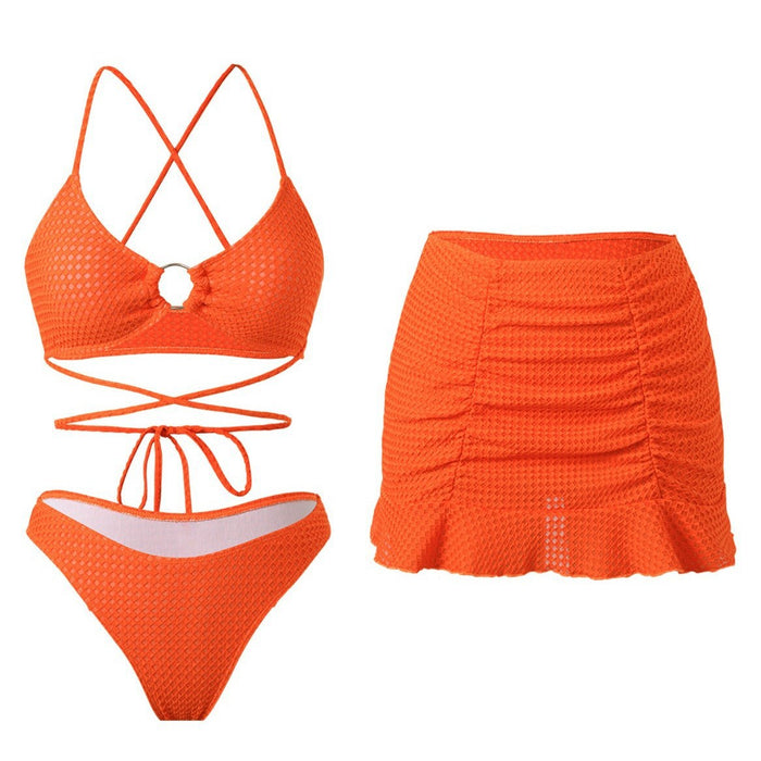 Wholesale Split bikini swimsuit three piece set sexy lace up