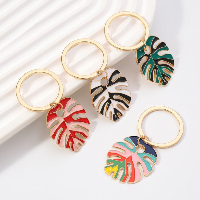 Wholesale Oil Drop Colored Leaf Resin Keychain JDC-KC-RongRui069