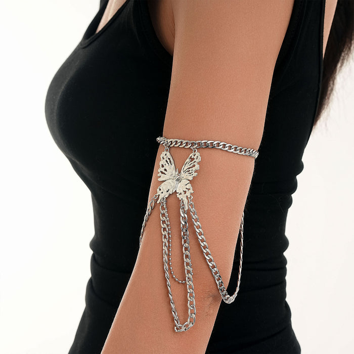 Wholesale New butterfly arm ring fashion multi-layer Cuban chain tassel bracelet personalized bracelet wholesale