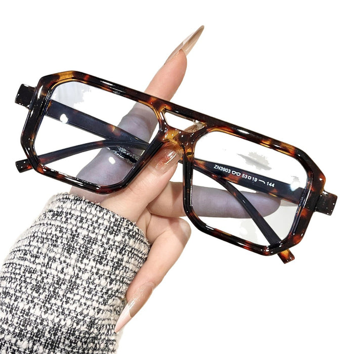 Wholesale New Fashionable Large Box Double Beam Cross border Sunglasses, Retro Art Style Sunglasses