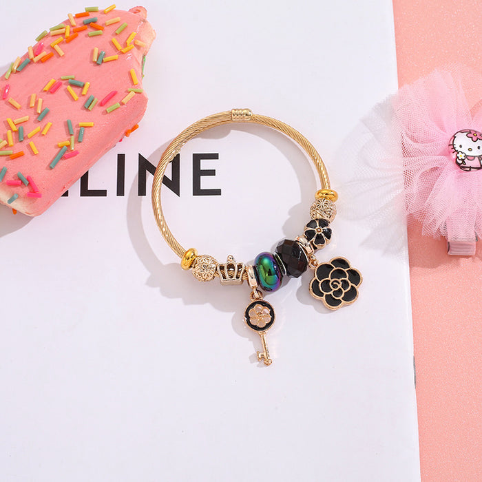 Wholesale Stainless Steel Bead Bracelet Floral Design Fashion Jewelry for Women MOQ≥2