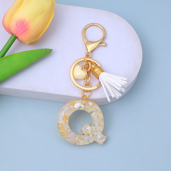 Wholesale New Gold Foil Drop Glue Letter Pendant Keychain Girl Bag Pendant Girlfriend Gift