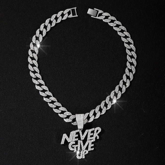 Wholesale Letters NEVE RGIVE UP Alloy Men's Necklace JDC-NE-QingR010