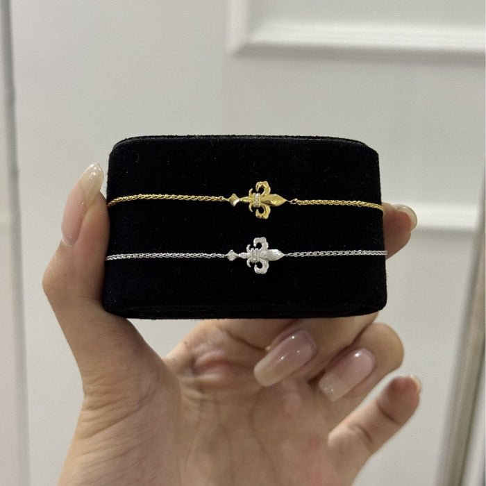 Wholesale S925 Sterling Silver Bracelet Flower Gold Plated Diamond Elegant Fashion