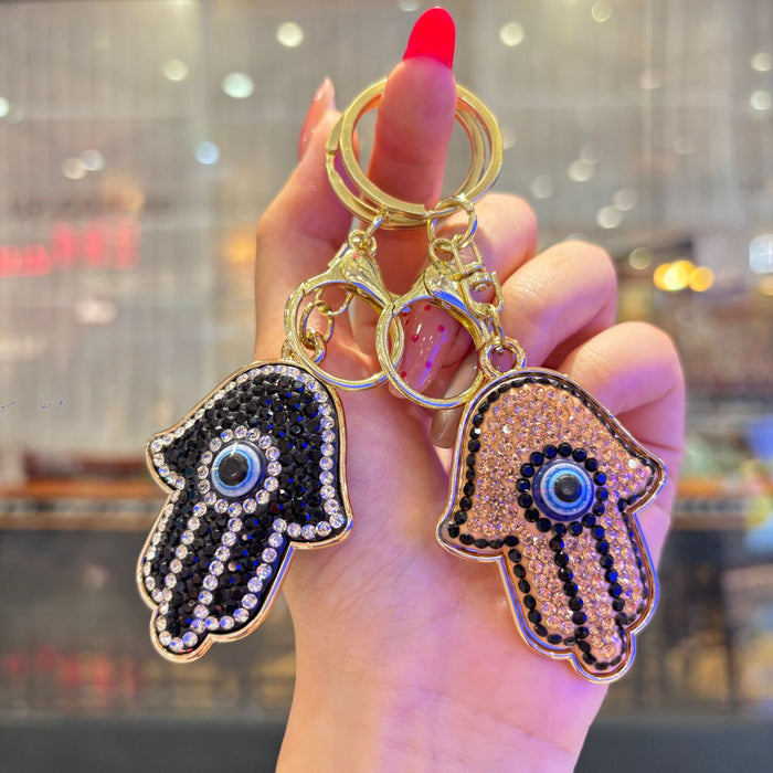 Wholesale Stylish Rhinestone Demon Eye Keychain Hip Hop Car Decoration Bag Charm Gift Accessory