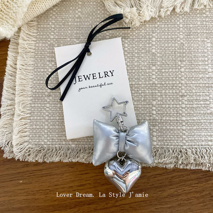 Wholesale  silver Love Five-pointed Star  Leather Bow Bag Pendant