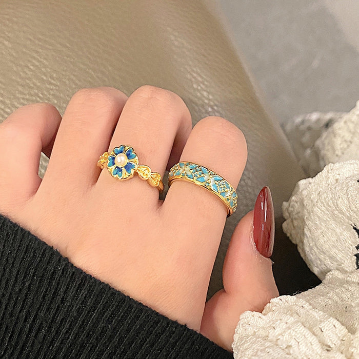 Wholesale Retro gradient open ring, unique personality, index finger ring, niche layered ring