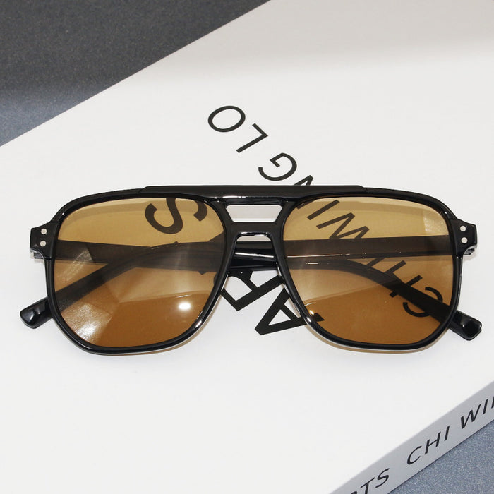 Wholesale Box sunglasses UV resistant retro double beam sunglasses