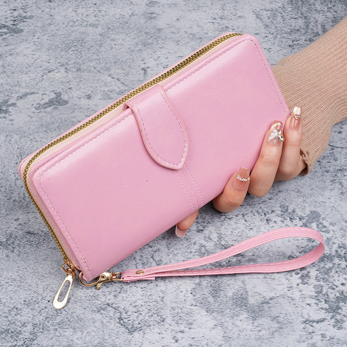 Wholesale Solid Color PU Leather Long Wallet Women Large Fashion Accessory Boutique MOQ≥3