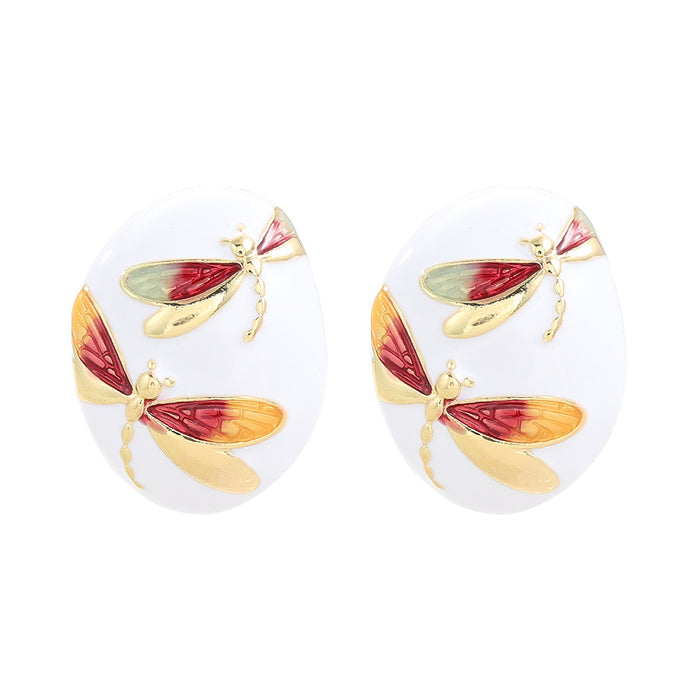 Wholesale Oval Alloy Dripping Butterfly Earrings JDC-ES-JL201