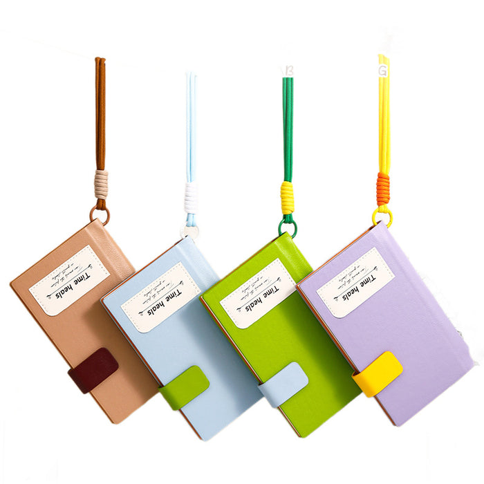 Wholesale Cartoon Lanyard Notebook A6 Portable Pocket Journal with Imitation Leather Cover DIY Accessory