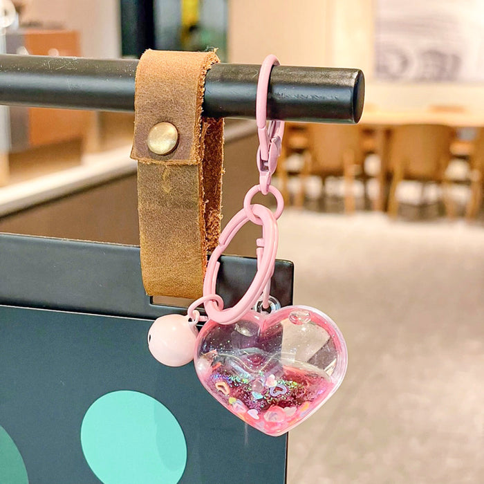 Wholesale Creative Oil Pearl Love Sparkle Keychain Sand Bottle Pendant