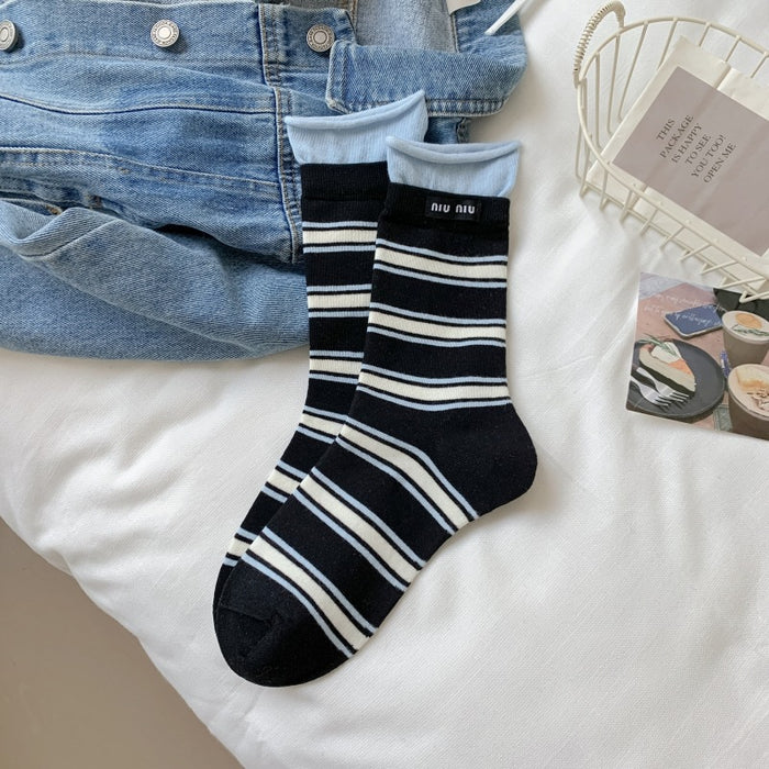 Wholesale Socks casual pile socks thin letter tube striped socks