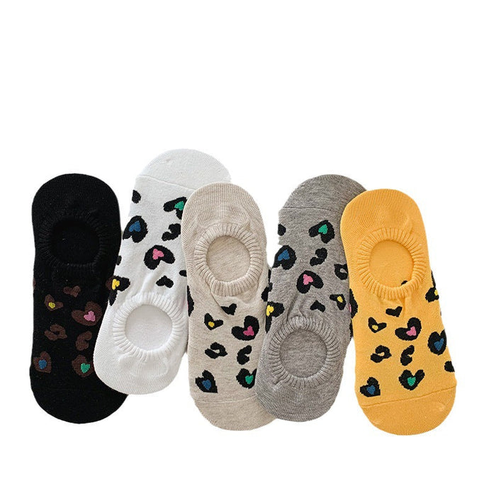 Wholesale Leopard Pattern Love Cotton Non Slip Socks JDC-SK-LuYue001