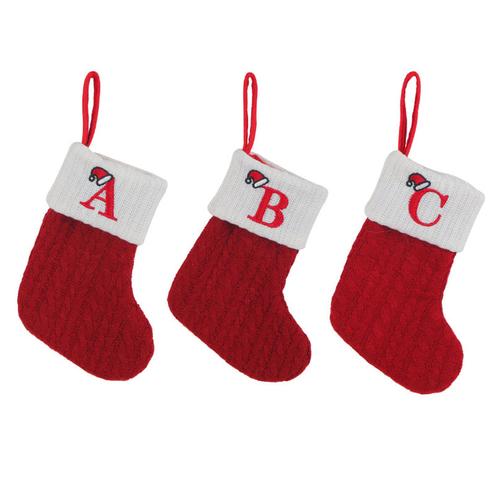 Wholesale Classic Red Letter Christmas Socks Wool Knitted Christmas Socks Festive Christmas Pendant Decoration