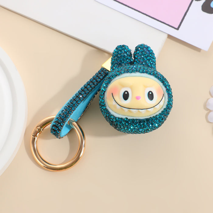 Wholesale DIY rhinestone cartoon doll keychain  Q-version toy key ring