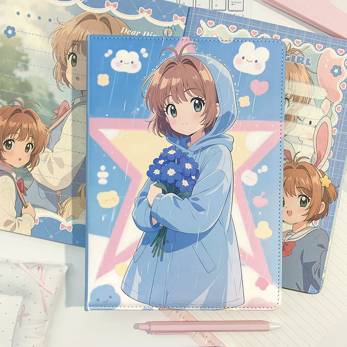 Wholesale 5pcs Campus Sakura Color Page Notebook Cartoon Leather Cover Anime Hardcover Leather Diary