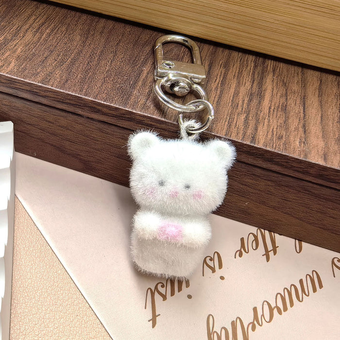 Wholesale Plush 3D Rabbit Penguin Bear Goat Animal Ornament Pendant DIY Cute Plush Earrings Keychain Accessories