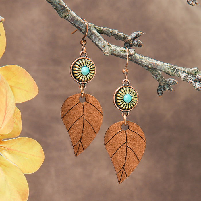 Wholesale Bohemian Geometric Irregular Leaf Metal Earrings Fashion Accessory MOQ≥2