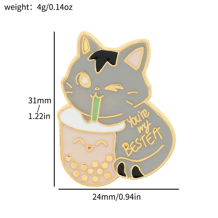 Wholesale Cute cartoon funny personality kitten brooch cat metal badge clothes bag accessories