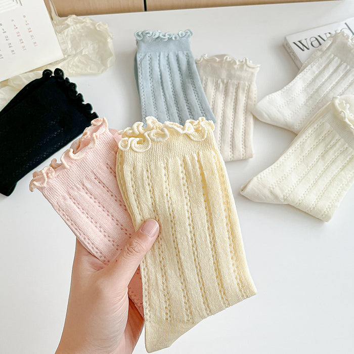 Wholesale Socks pile socks thin hollow mesh breathable mid tube socks