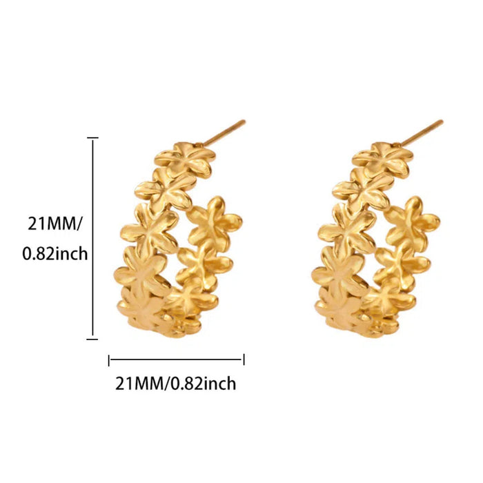Wholesale Niche C-shaped floral earrings,  stainless steel,  light luxury,  fashionable,  high-end feeling