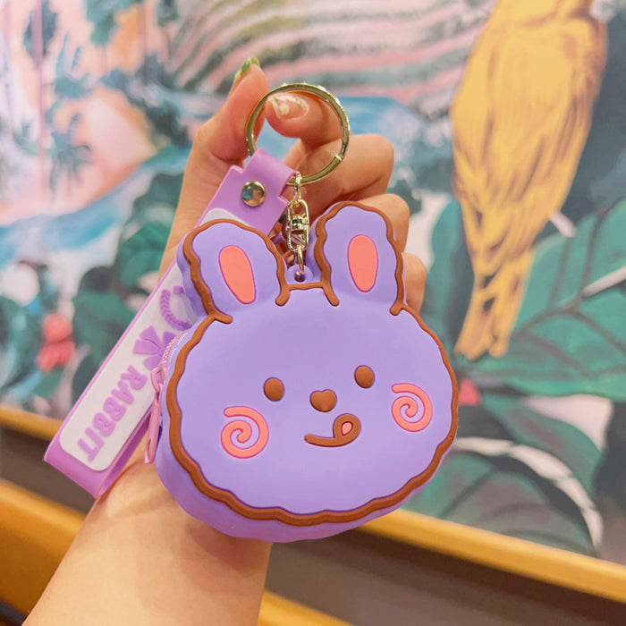 Wholesale  Cartoon  Cute Coin Purse Key Chain Silicone  Children Card Bag Wallet Keychain  Pendant
