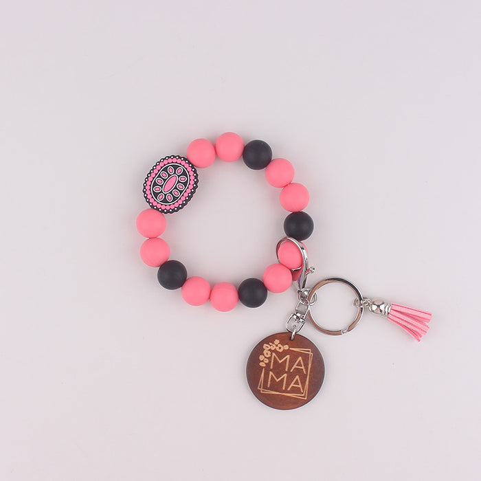 Wholesale Oval Gemstone Key Bracelet Silicone Keychain Gift Key Bracelet