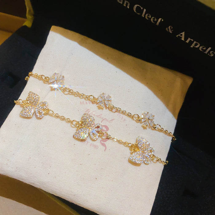 Wholesale Gold Plated Zircon Butterfly Flower Fashion Bracelet Jewelry Accessory