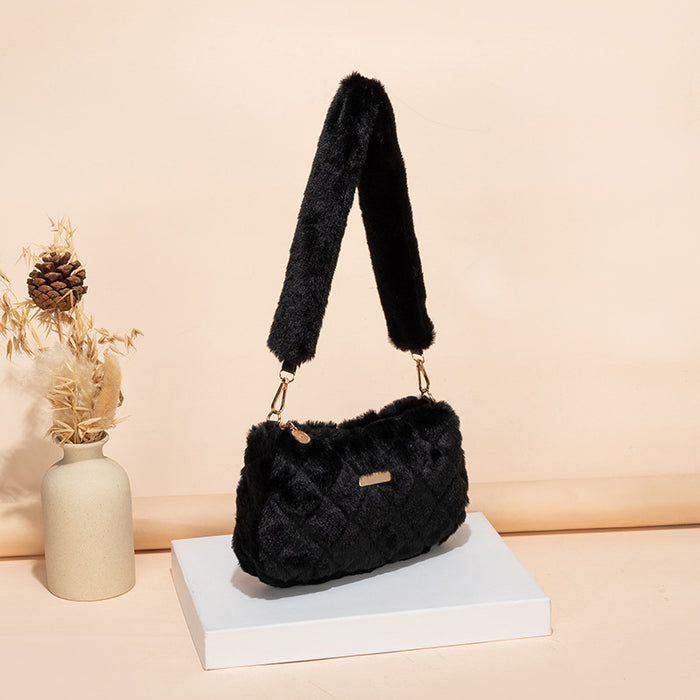 Wholesale Autumn and Winter Plush Bags New Versatile Shoulder Bags Niche Design High-end Armpit Bags JDC-SD-JF004