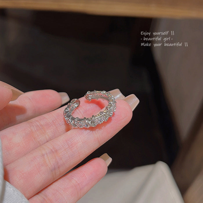 Wholesale Small niche design, classic simplicity, full diamond zircon ring, women's adjustable index finger ring