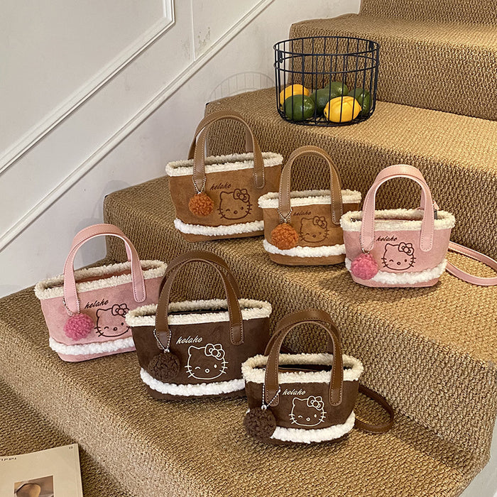 Wholesale Cute Cartoon Embroidered Velvet Crossbody Shoulder Bag for Kids