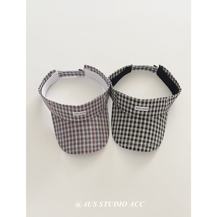 Wholesale Retro plaid hollow top baseball cap, big head enclosure for outdoor travel, sun shading duckbill cap