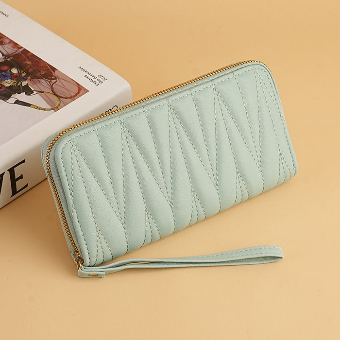 Wholesale Macaron Embroidered Long Small Fragrant Wind Handheld Zipper Women's Wallet JDC-WT-XQ004