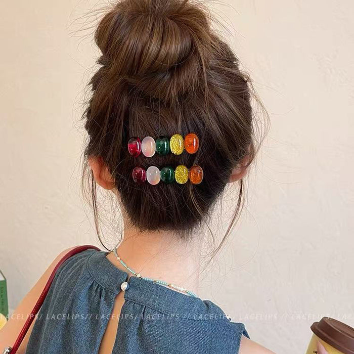 Wholesale Trendy Rainbow Oval Alloy Hair Clip for Everyday Styling Boutique Resale MOQ≥2