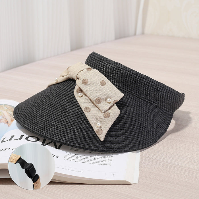 Wholesale Fashionable, lightweight, breathable pearl bow decoration sun hat
