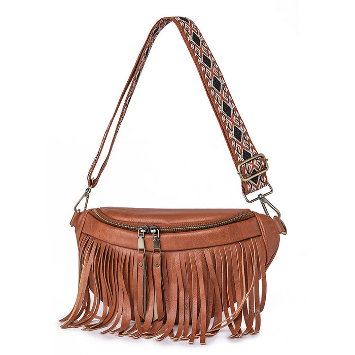 Wholesale Large Capacity PU Tassel Pleated Waist Bag JDC-SD-YouYJ002