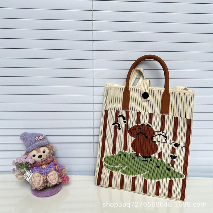 Wholesale Cute cartoon knitted bag,  knitted handbag,  crossbody shoulder bag,  must-have for travel