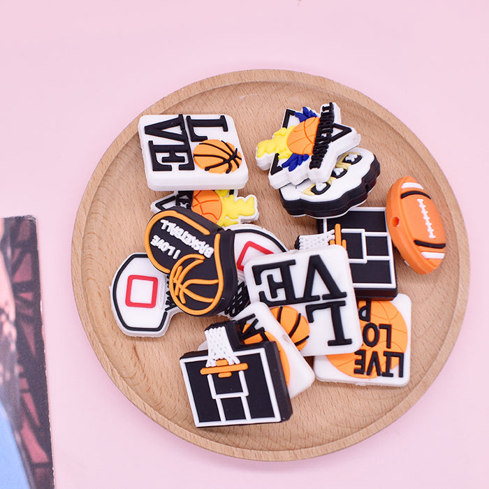 Wholesale Sports Beaded Pen DIY Material Pvc Soft Rubber Beads Ballpoint Pen Beaded Accessories Handmade Beads