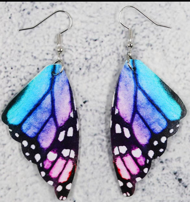 Wholesale Acrylic Butterfly Wing Earrings Colorful Cartoon Design Fashion Jewelry Accessory